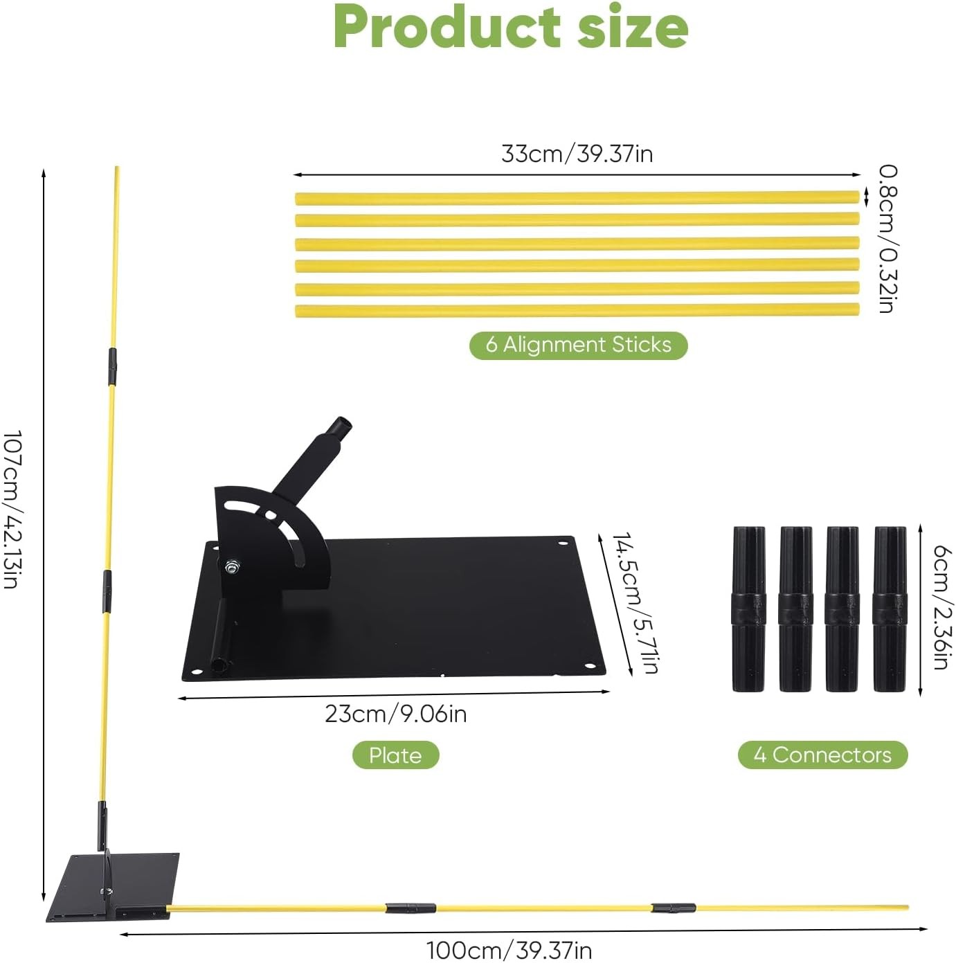 Golf Swing Trainer Alignment Stick Set 2x 1M Rods Holder
