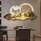 Large 3D LED Wall Clock Modern Silent Art Decor Gold 60x30cm