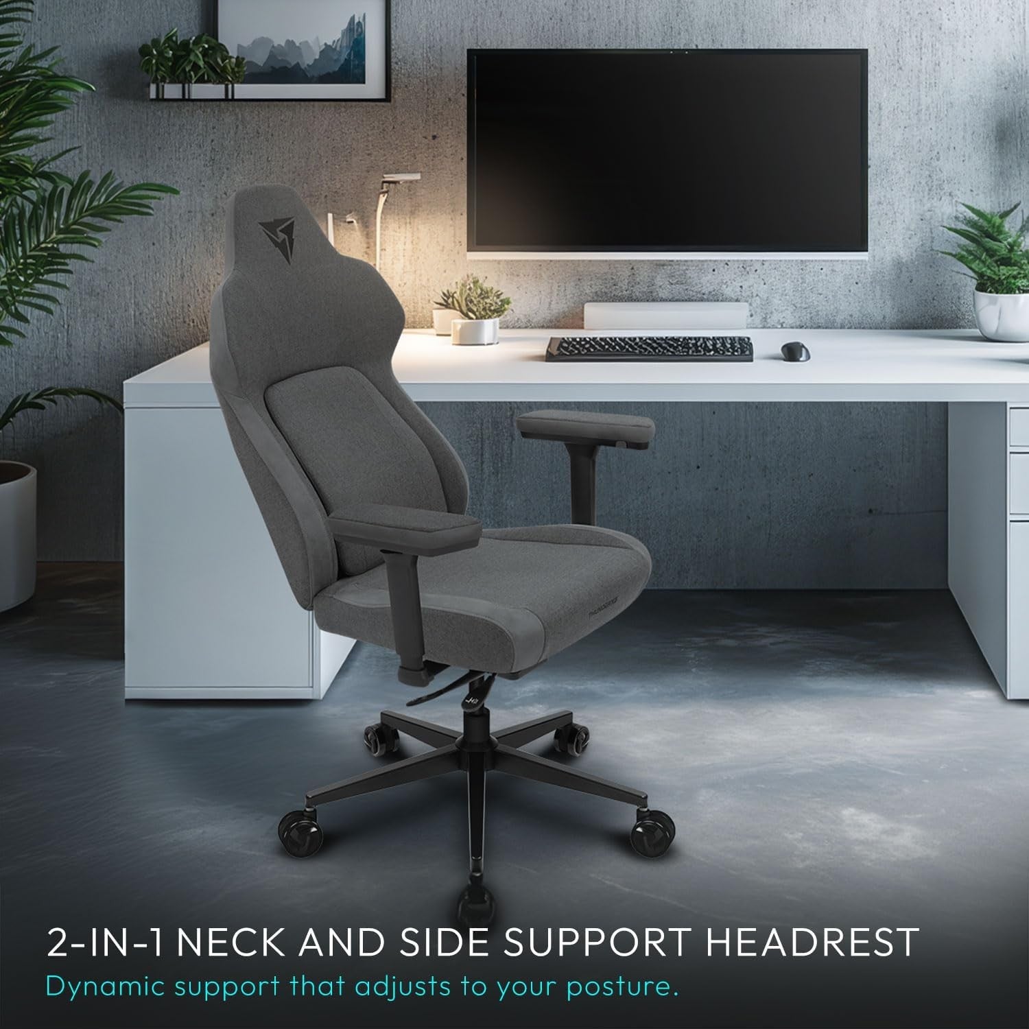 Ergonomic Gaming Chair Auto Lumbar 3D Arms Dark Grey