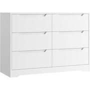 White Chest of Drawers 6 Drawer Bedroom Storage Units Set of 2 Modern