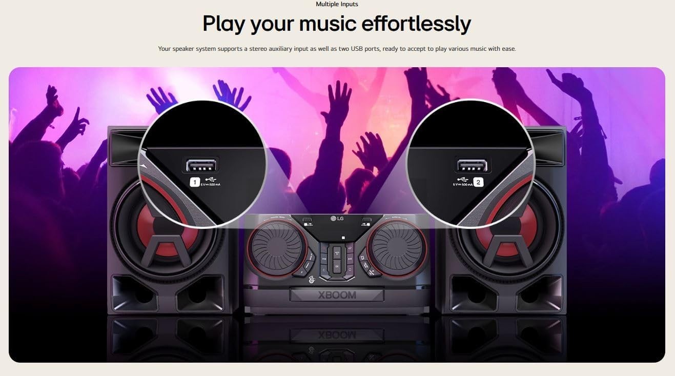 300W Bluetooth Party Hi-Fi System with Dual USB AUX & FM | LG XBOOM CK43N Black