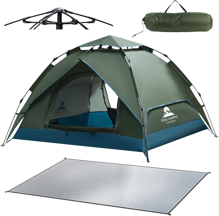3 Man Automatic Pop Up Camping Tent 4 Season Waterproof Dome