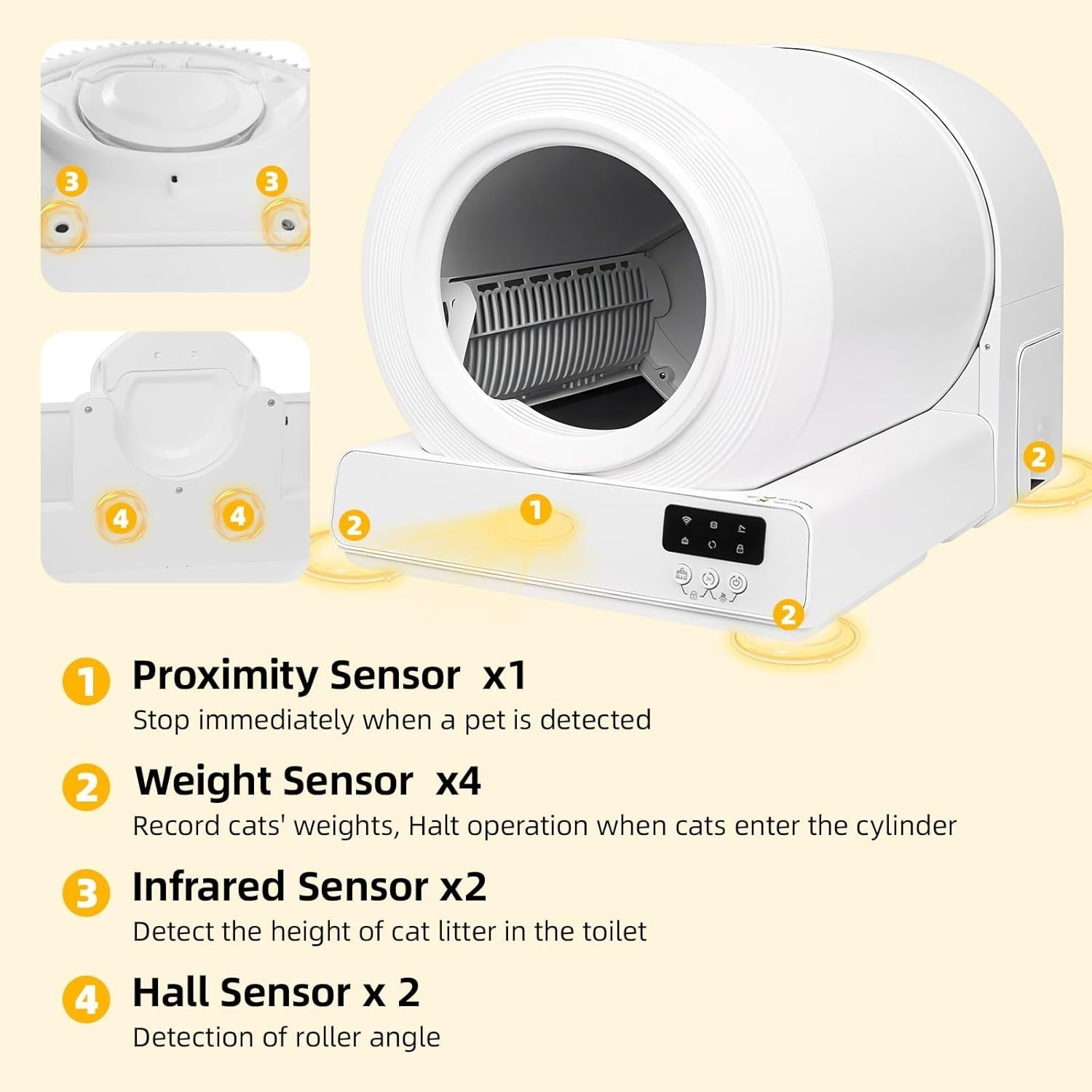 Self Cleaning Cat Litter Box 85L App Control Odor Free Auto Tray