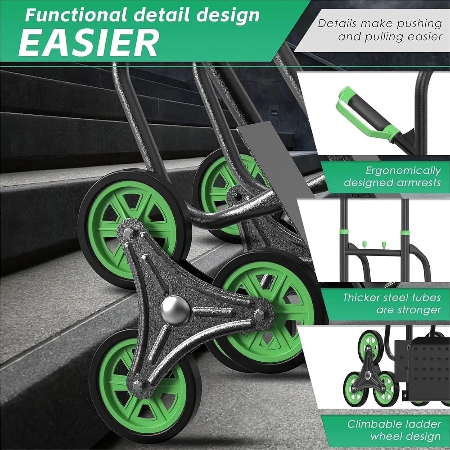 Heavy Duty Stair Climbing Hand Truck 330lb Folding 6 Wheel Dolly