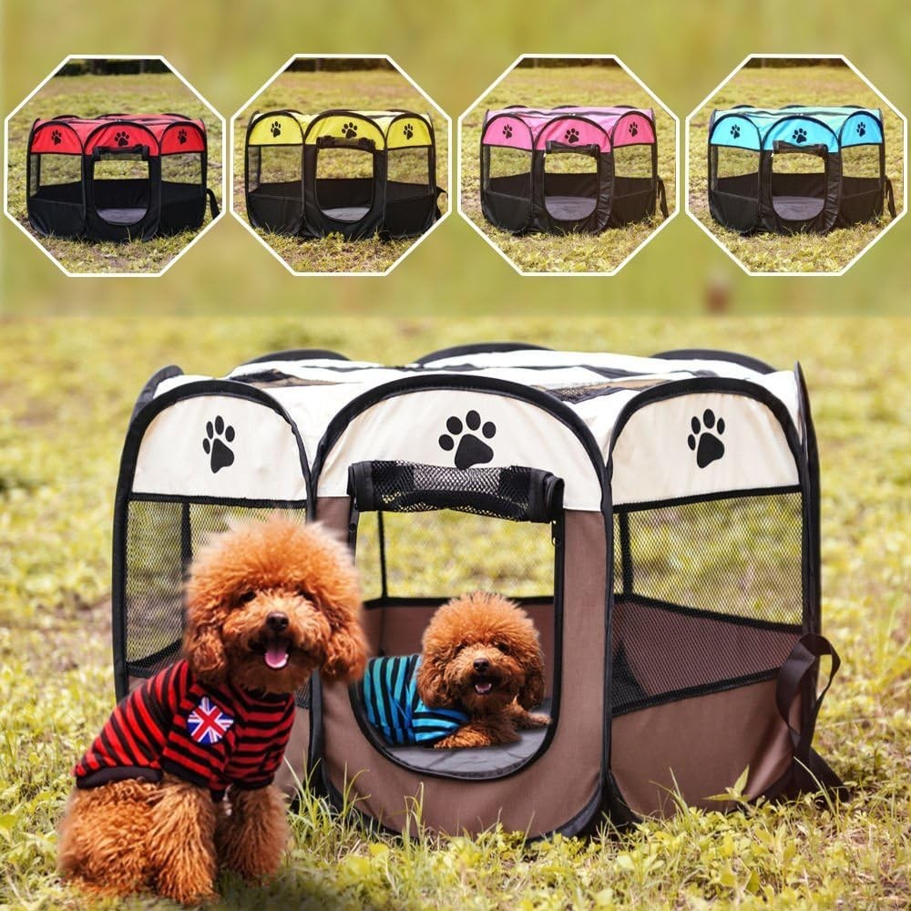 L Foldable Pet Playpen Portable Puppy Dog Cat Rabbit Tent Indoor Outdoor Cage