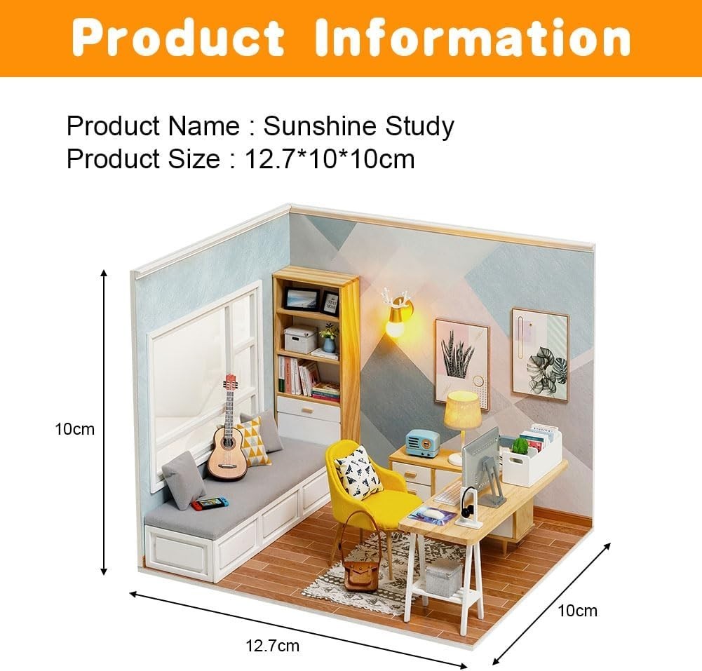 Miniature DIY Dollhouse Kit with LED Lights Furniture Decor Gift for Adults