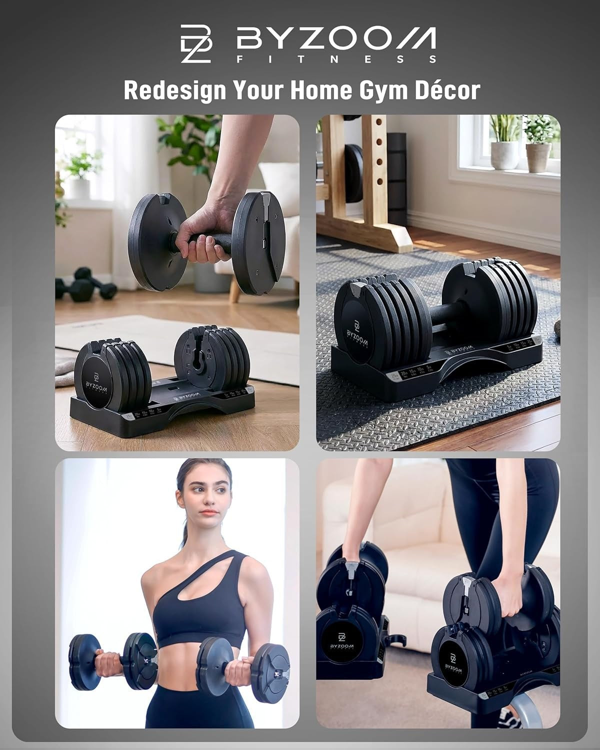 Single Adjustable Dumbbell 25lb 5-in-1 Quick Select Smart Home Gym Weight