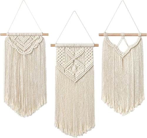 3pcs Boho Macrame Wall Hanging Cotton Woven Tapestry Decor