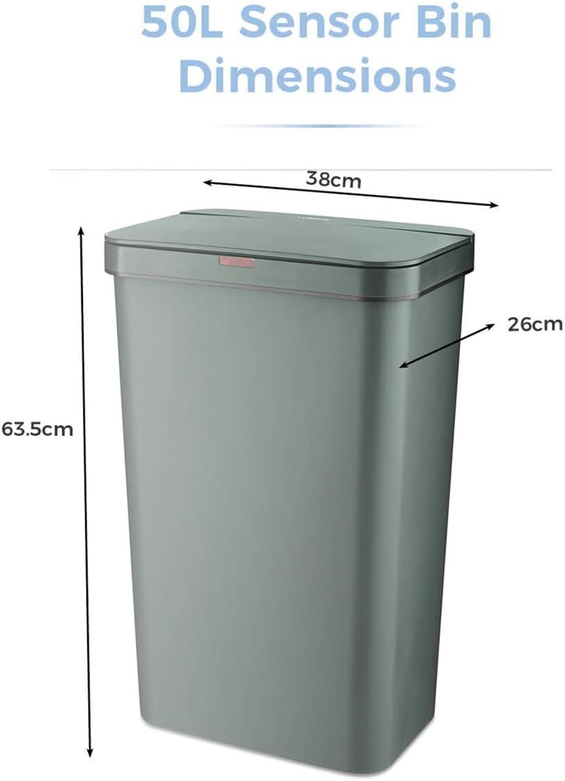 50L Automatic Sensor Kitchen Bin Rectangular Touchless Forest Green