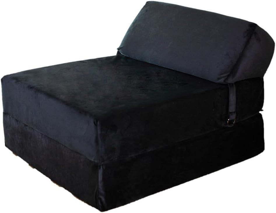 Single Folding Futon Z Bed Chair Sofa Mattress Black Sleeper Guest Bed