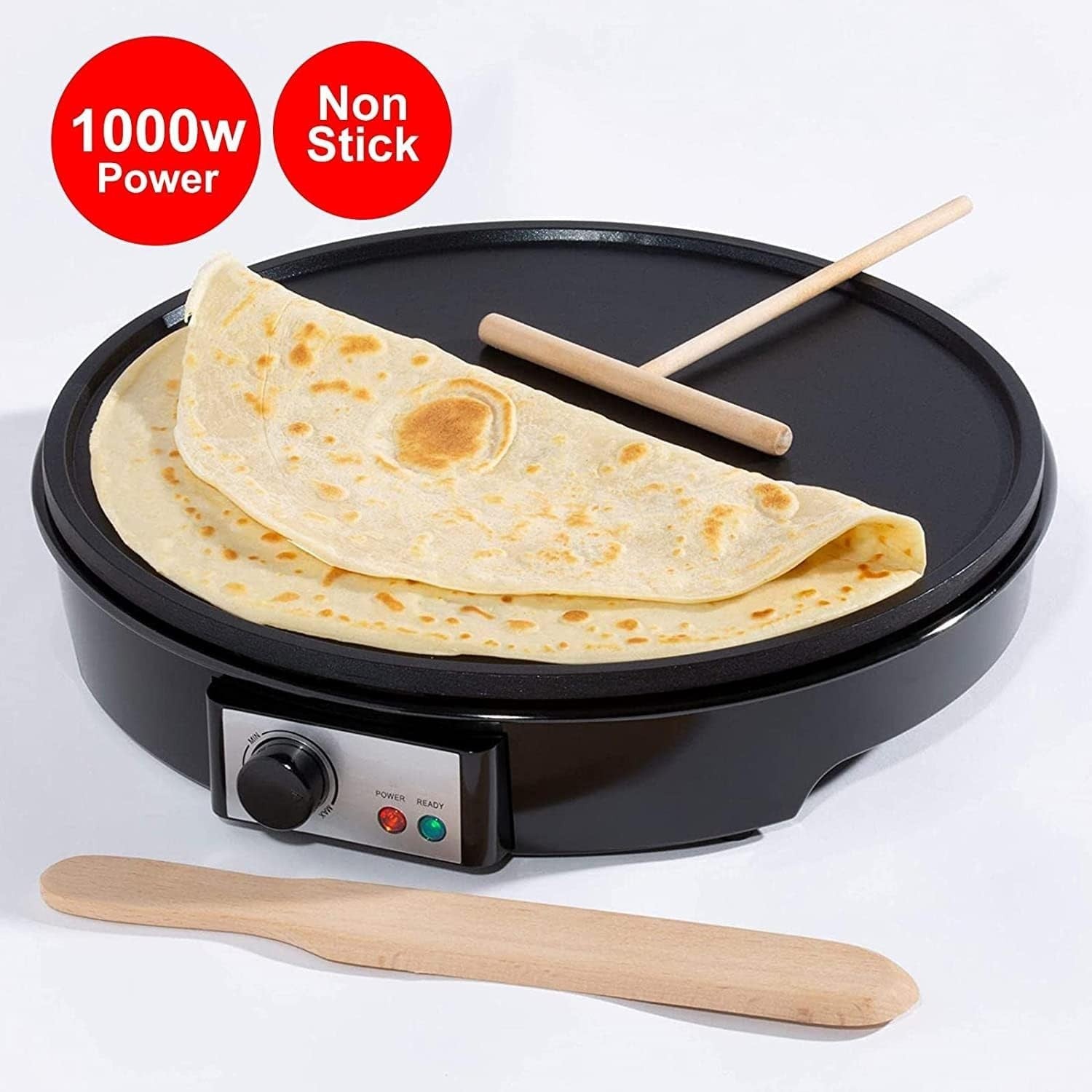 12" Electric Crepe & Pancake Maker 1000W Non-Stick Plate with Spatula