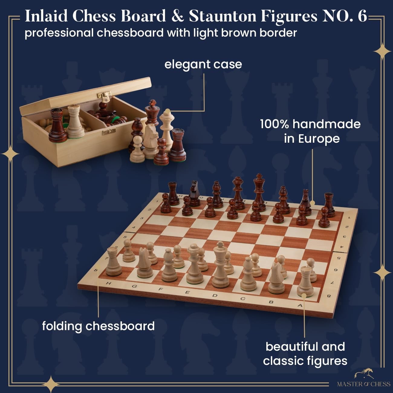 54cm Luxury Wooden Chess Set – Inlaid Sycamore Board & Weighted Pieces