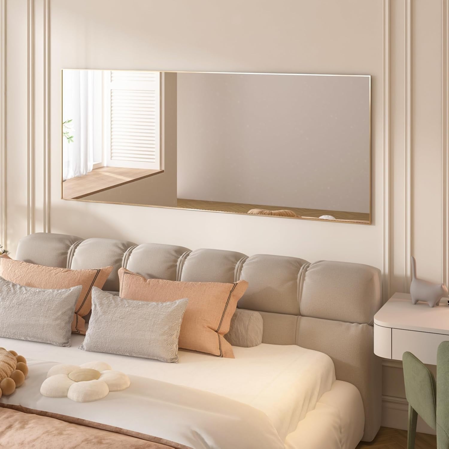 Large Gold Full Length Floor Mirror 165x60cm, Stable Aluminum Frame, Shatterproo