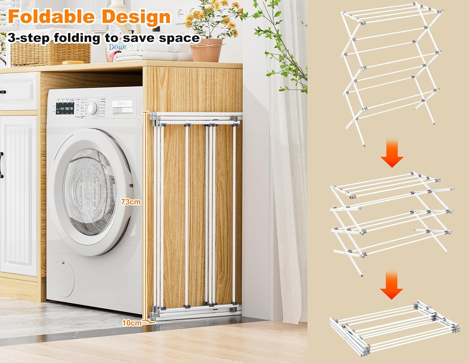 3 Tier Foldable Clothes Heavy Duty Laundry Drying Rack Indoor Outdoor