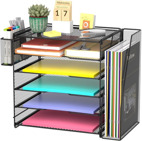 5 Tier Desk Organiser Paper Tray File Holder Magazine Pen Storage