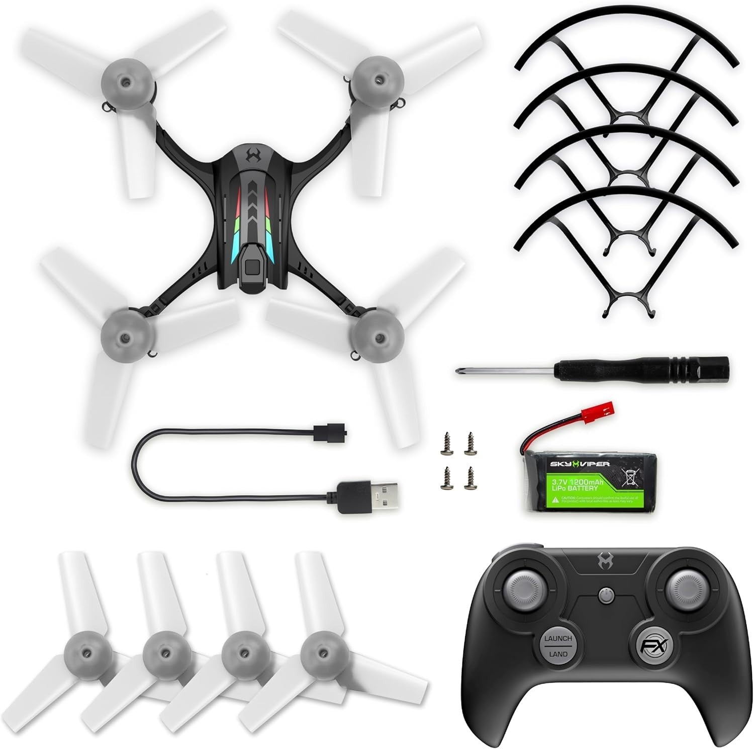 Sky Viper Nova Light FX Drone RGB LED 1080p Camera Auto Launch One-Touch Stunt