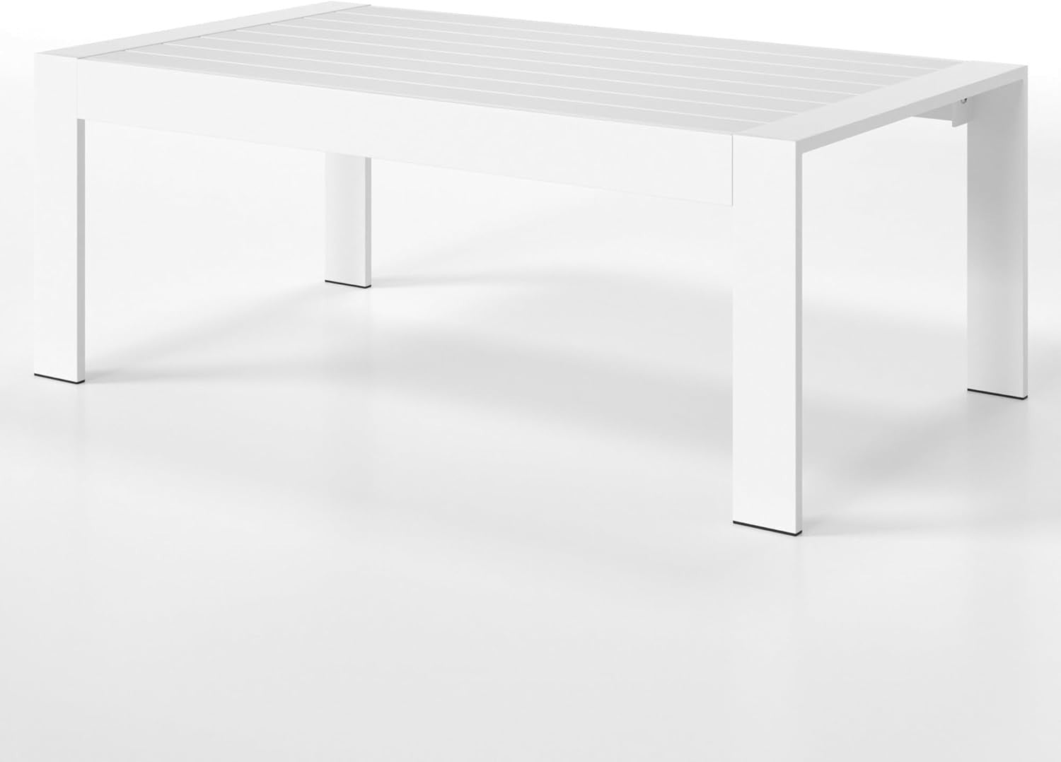White Aluminum Outdoor Coffee Table, Rectangle Patio Table 109x61cm