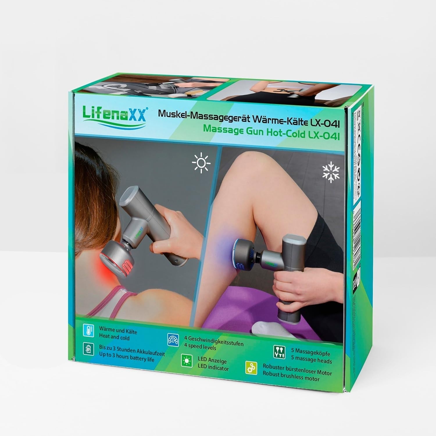 Deep Tissue Massage Gun Heat Cold Therapy Muscle Massager 5 Heads USB