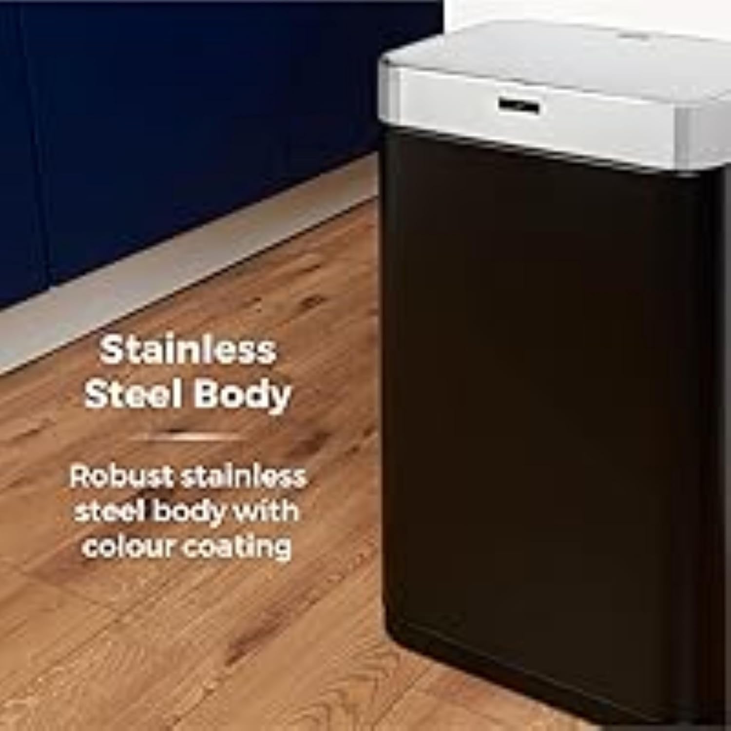 75L Automatic Sensor Kitchen Bin Fingerprint Proof Square Black