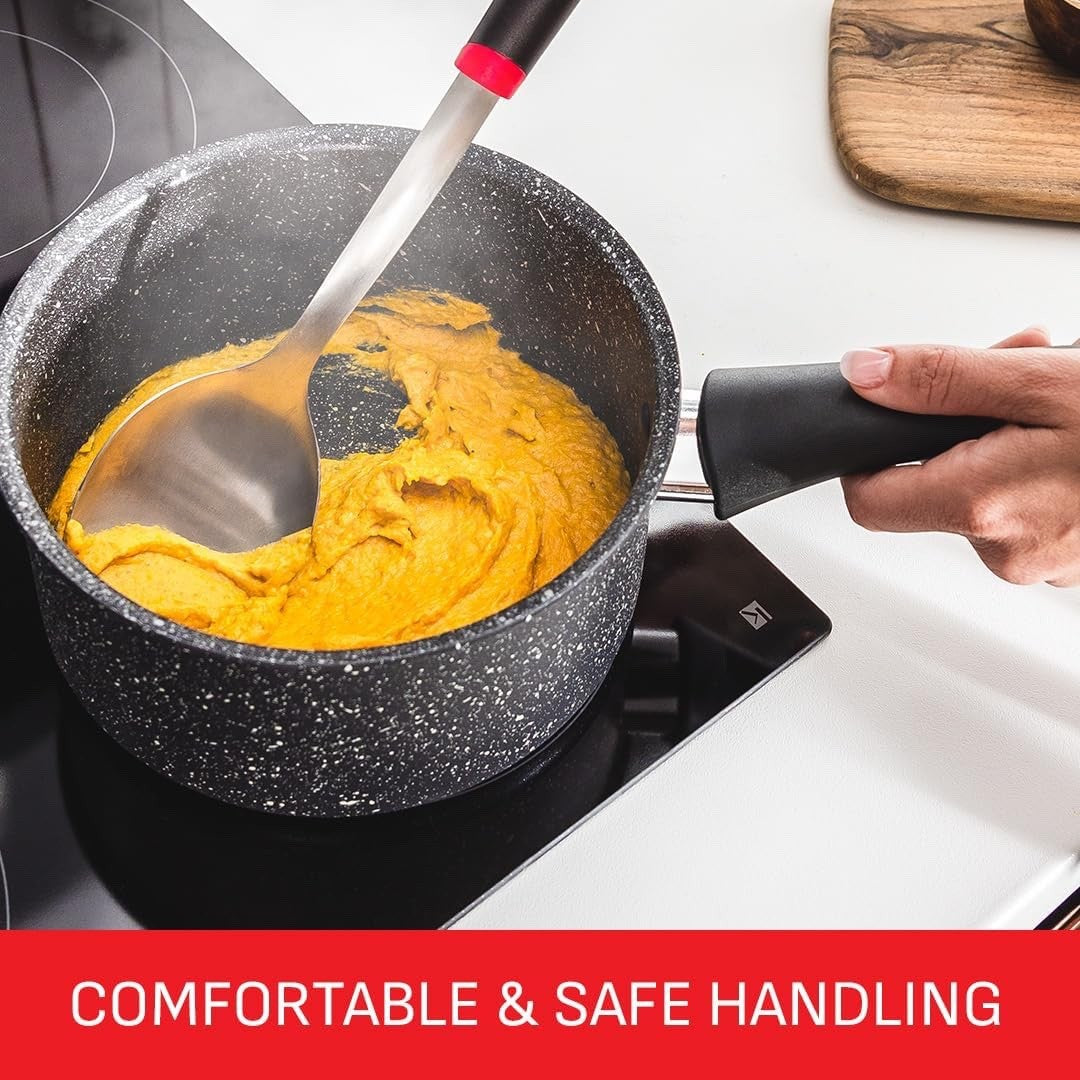 5pcs Stone Non Stick Cookware Set – Glass Lid Pots & Frying Pans, PFOA Free