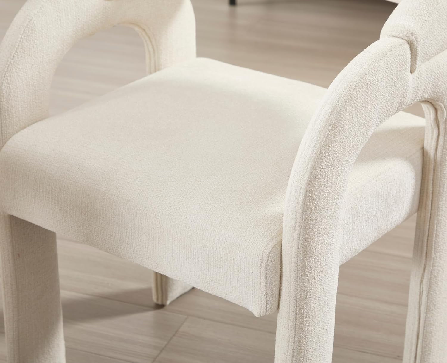 Modern White Dining Chairs Set of 2, Upholstered Armrest Tub Seats