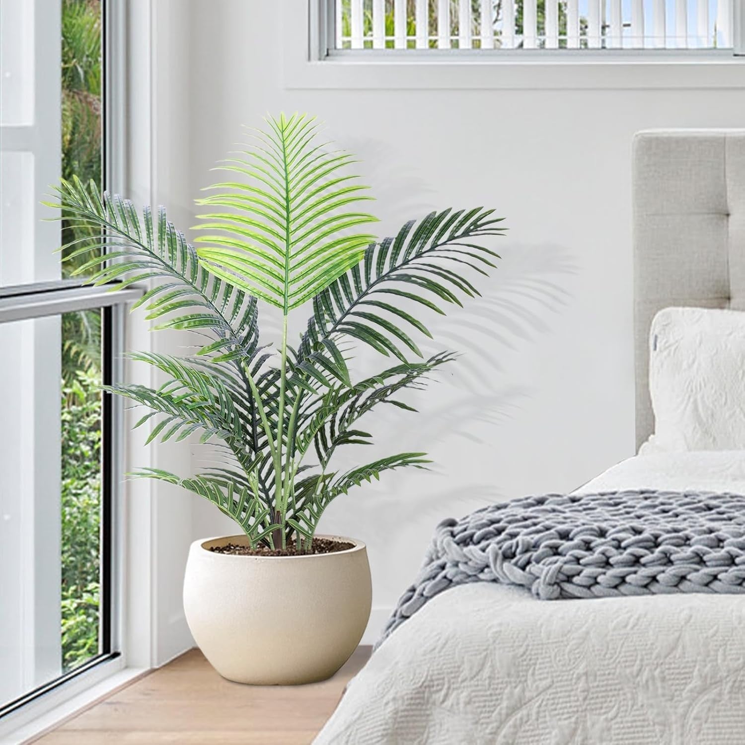90cm Artificial Palm Tree Small Tropical Plant Real Bark Trunk Indoor Home Decor
