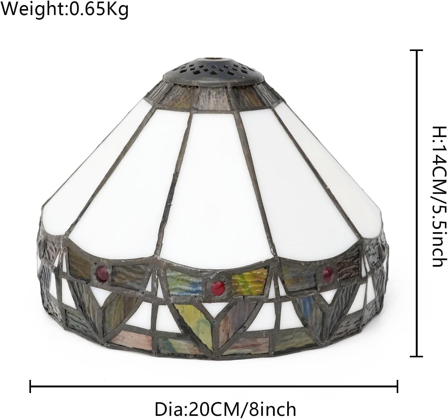 Tiffany Style Stained Glass Lampshade 8" Vintage Roman Ceiling Pendant