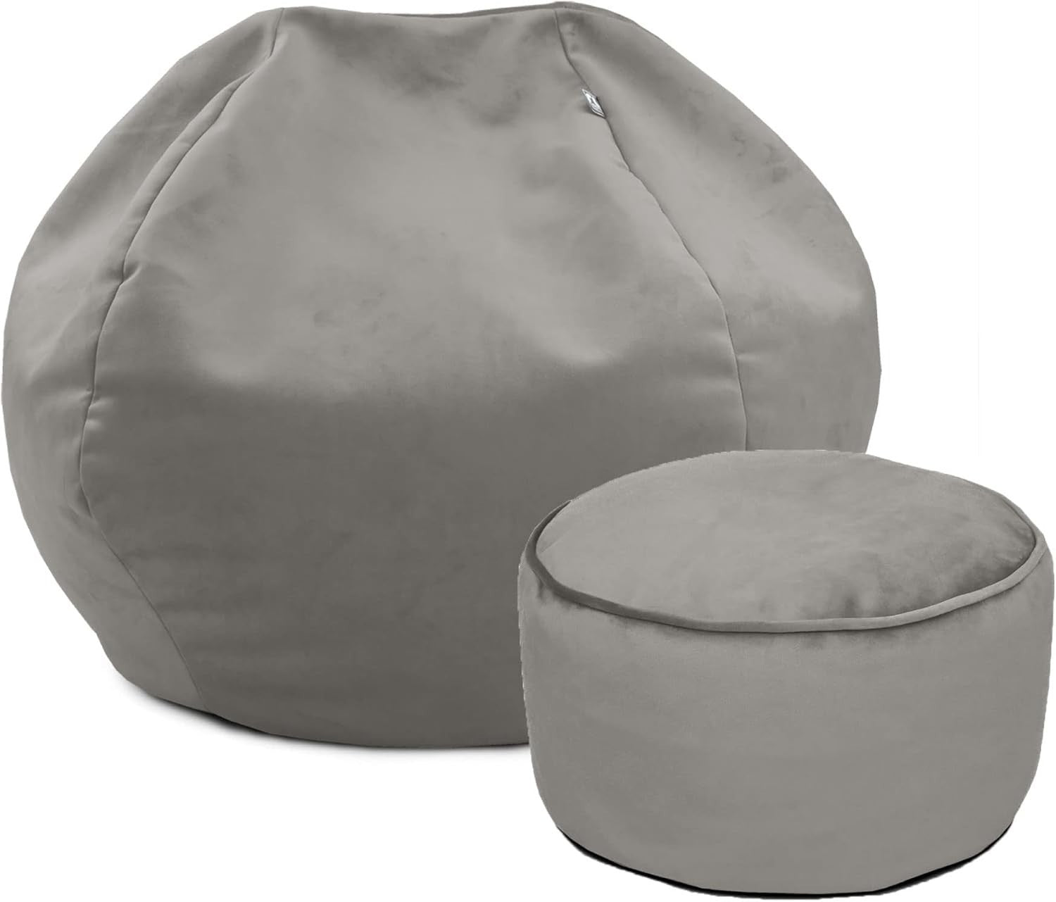 Luxury Kids Velvet Bean Bag Chair with Footstool Soft Plush Playroom Seat