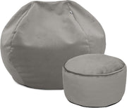 Luxury Kids Velvet Bean Bag Chair with Footstool Soft Plush Playroom Seat