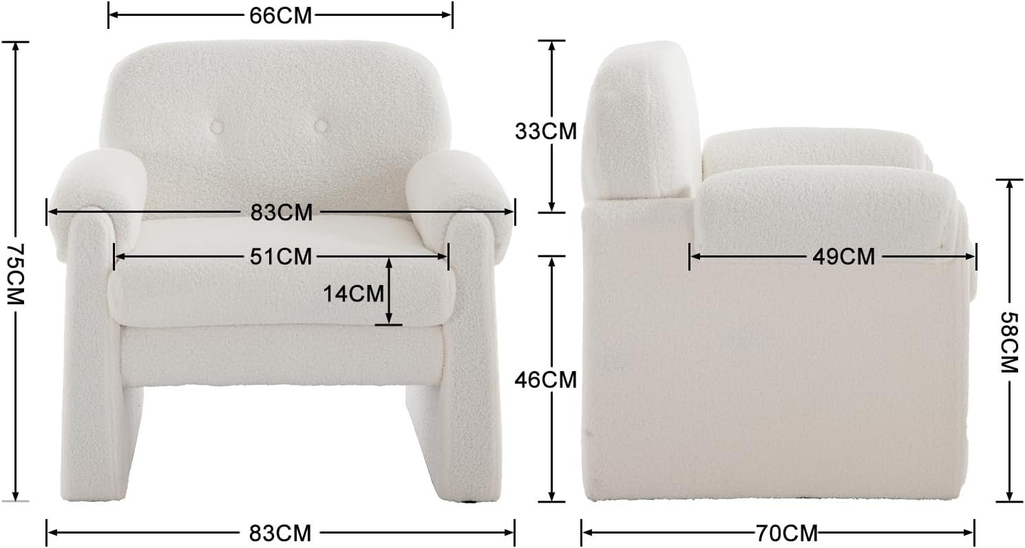 White Upholstered Tub Chair | Cozy Foam Armchair for Living Room Lounge