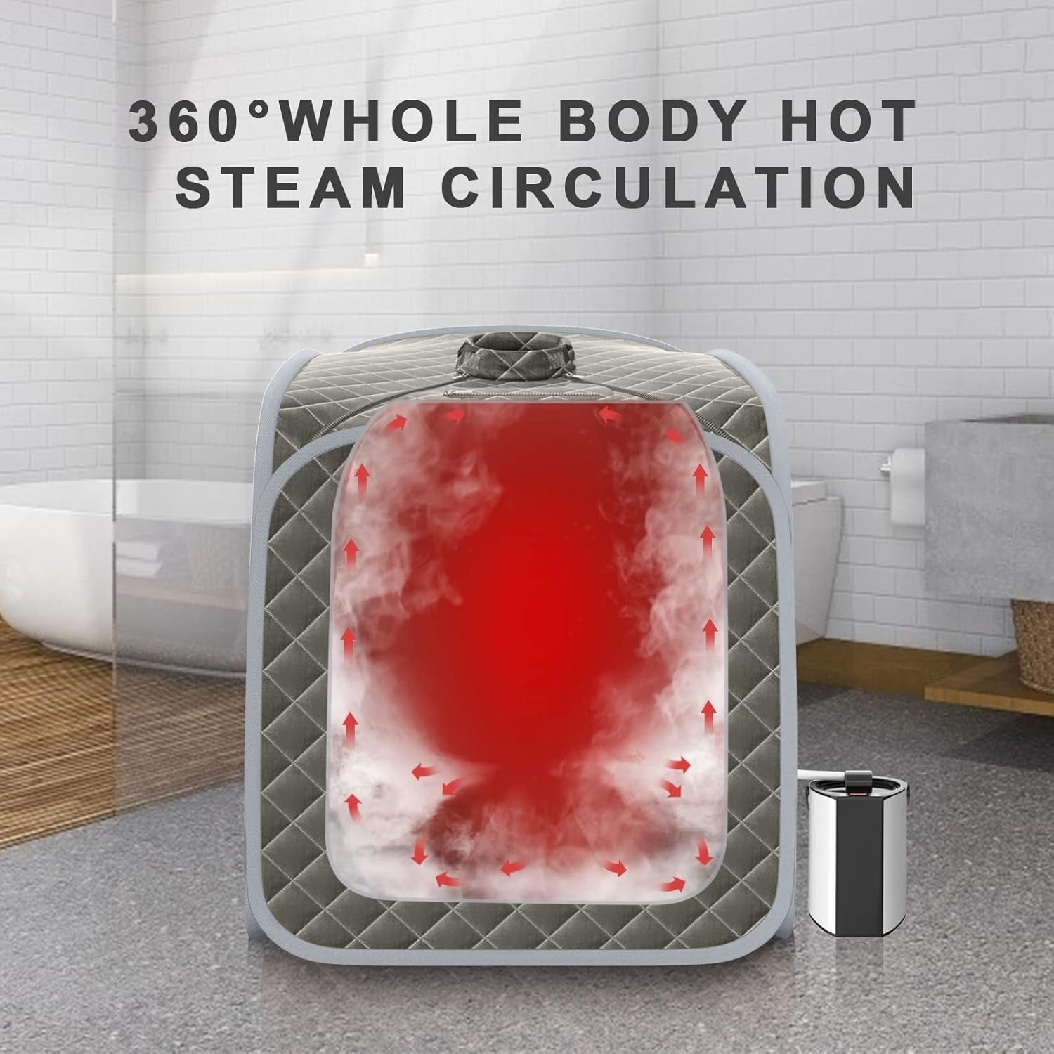 Portable Full Body Steam Sauna Tent – 3L Steamer, Chair, Remote, Grey