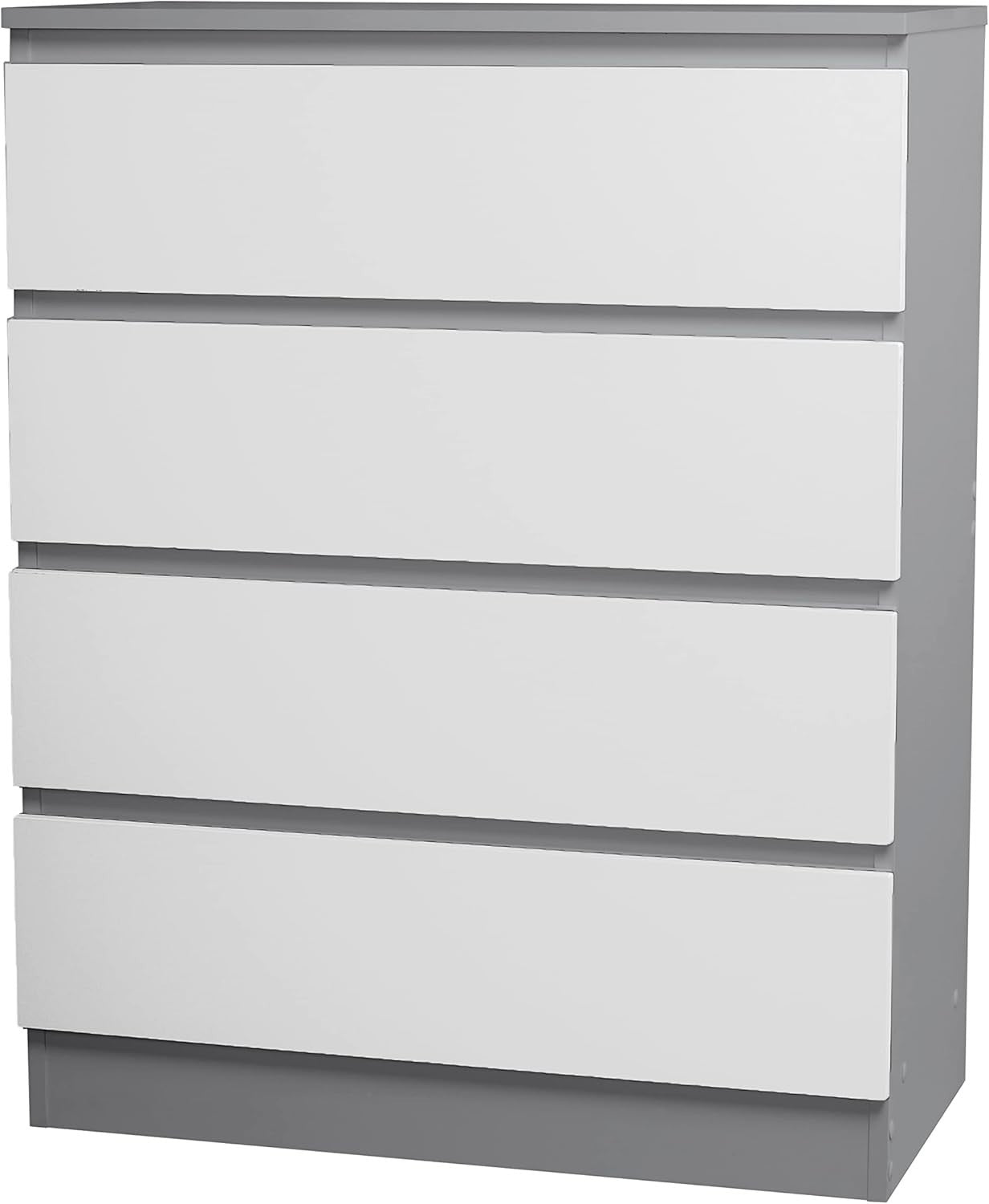 4 Drawer White Chest Modern Grey Storage Unit for Bedroom Living Hallway