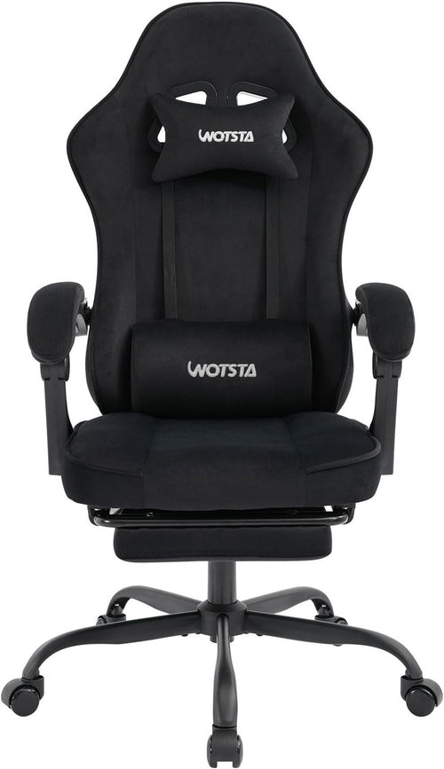 Gaming Chair Ergonomic Suede Recliner Footrest Lumbar Headrest Adult Black NEW