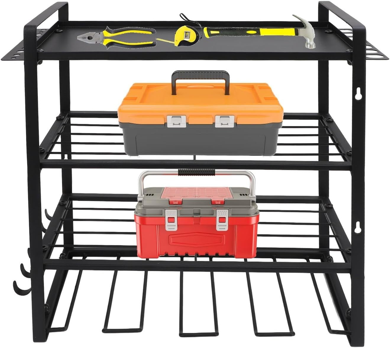 4 Layer Power Tool Organizer Wall Mount Drill Holder Garage Rack