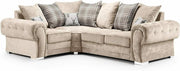 Beige Fabric Corner Sofa 4 Seater L Shape Couch with Cushions 220x160cm RH