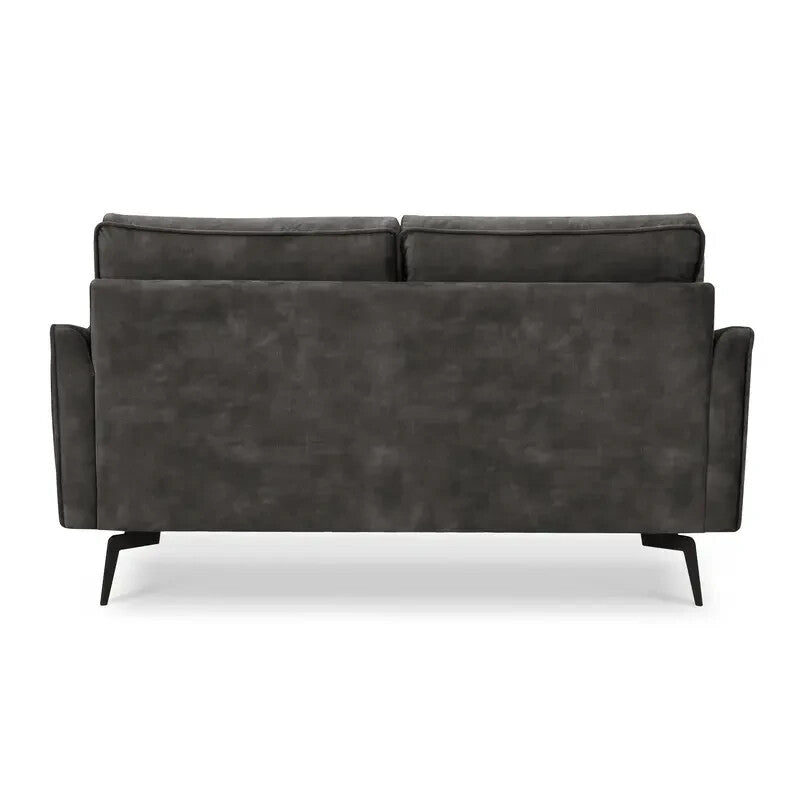 Steel Grey Velvet 2 Seater Sofa | Modern Tufted Couch w/ Metal Legs