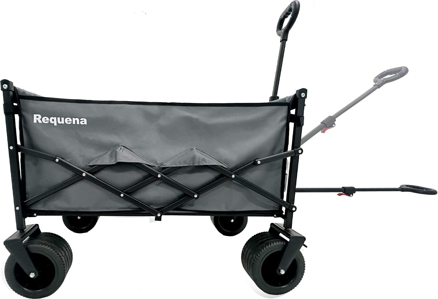 Grey Heavy Duty Folding Wagon Wide Wheel Camping Garden Beach Trolley 330lb