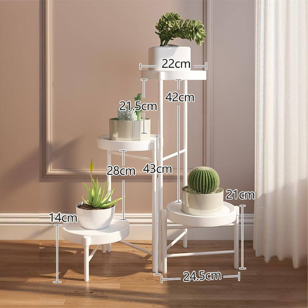 4 Tier White Metal Plant Stand Indoor Outdoor Flower Pot Display Rack Corner She