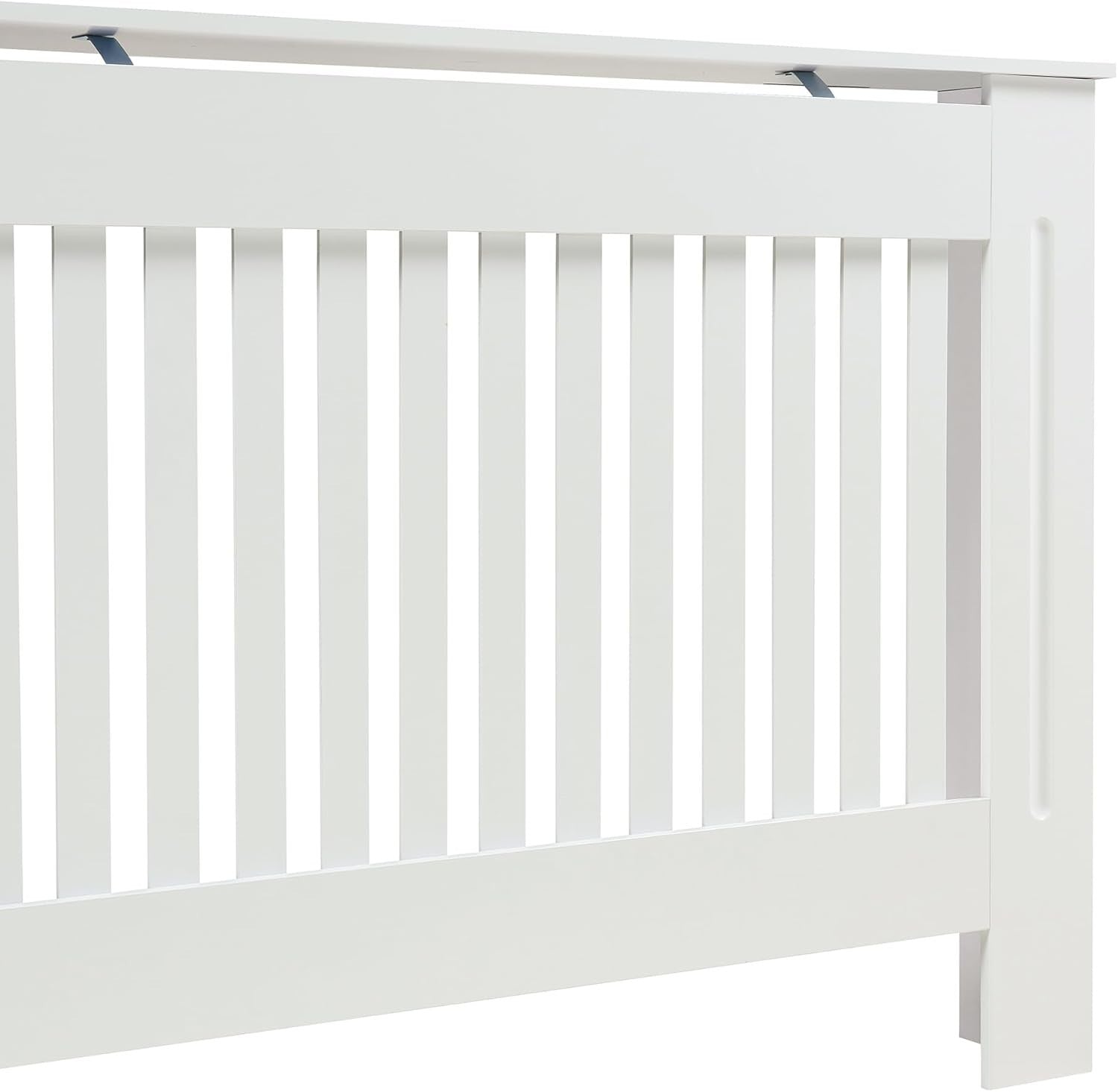 Small White Radiator Cover 78cm Modern Slatted Wood Heating Cabinet Shelf