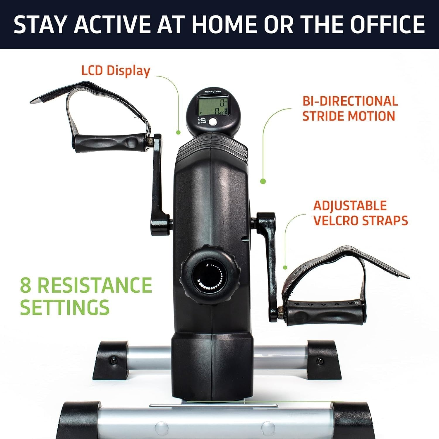Compact Magnetic Pedal Exerciser Arm & Leg Trainer Quiet Adjustable Home Gym