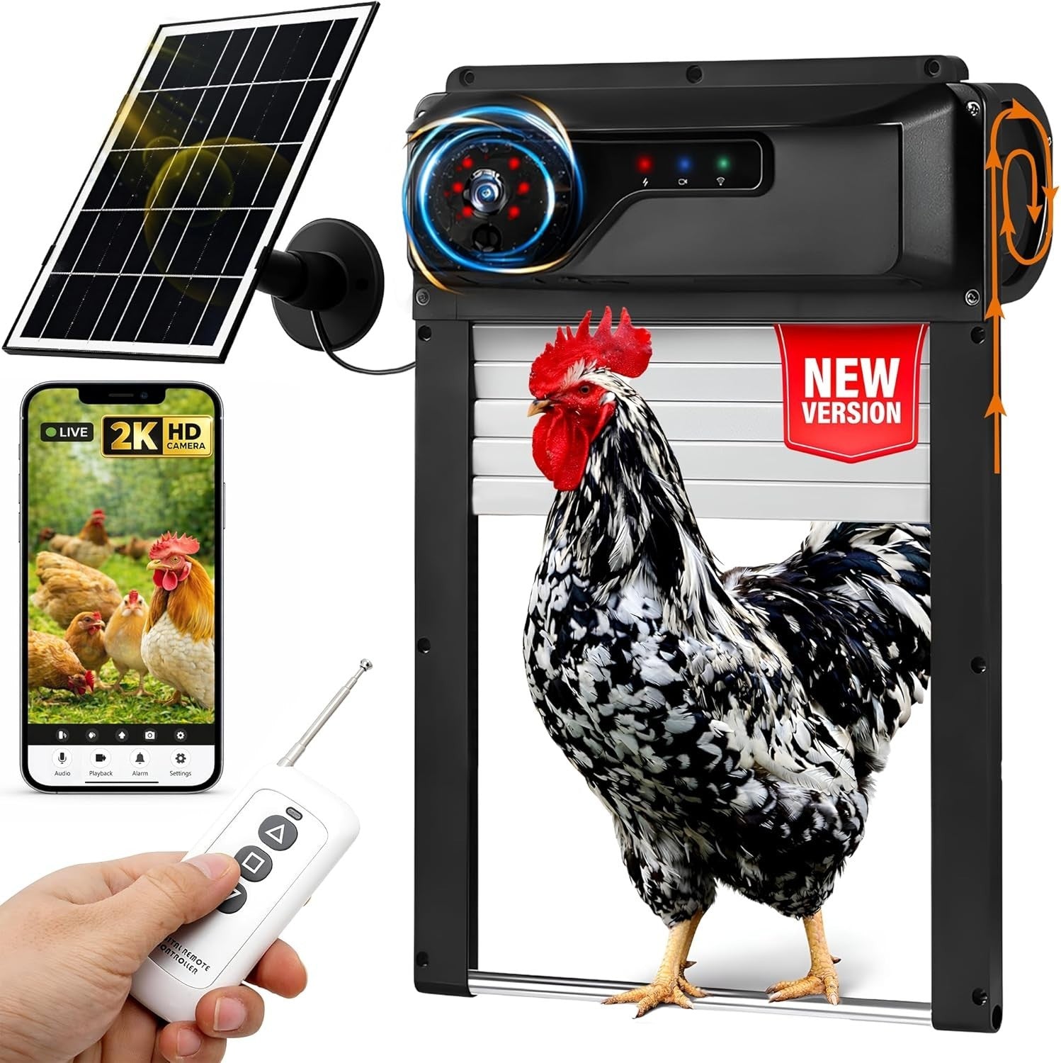 Solar Chicken Coop Door with Camera App Remote Night Vision Alarm