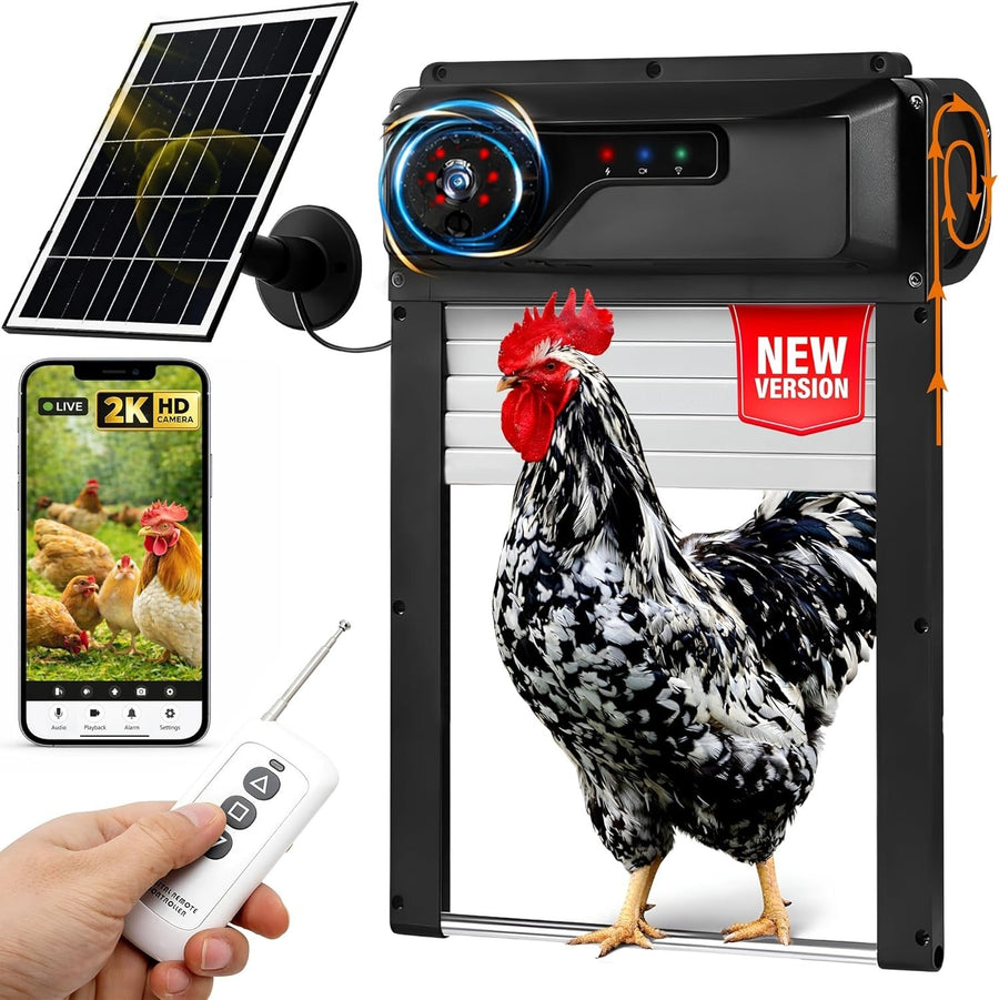 Solar Chicken Coop Door with Camera App Remote Night Vision Alarm