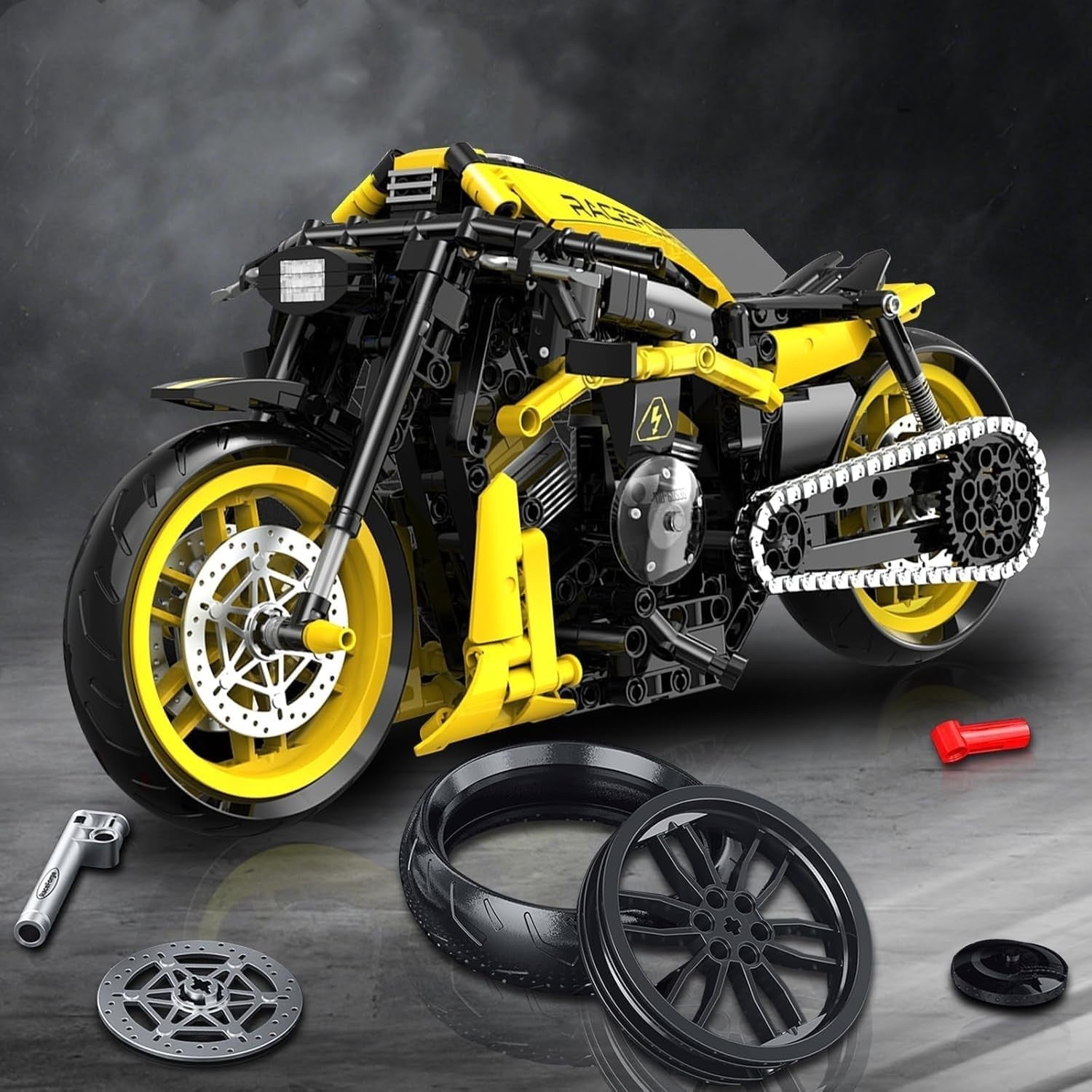 554 PCS Muscle Chopper Motorcycle Model with Full Instructions & Display Ready