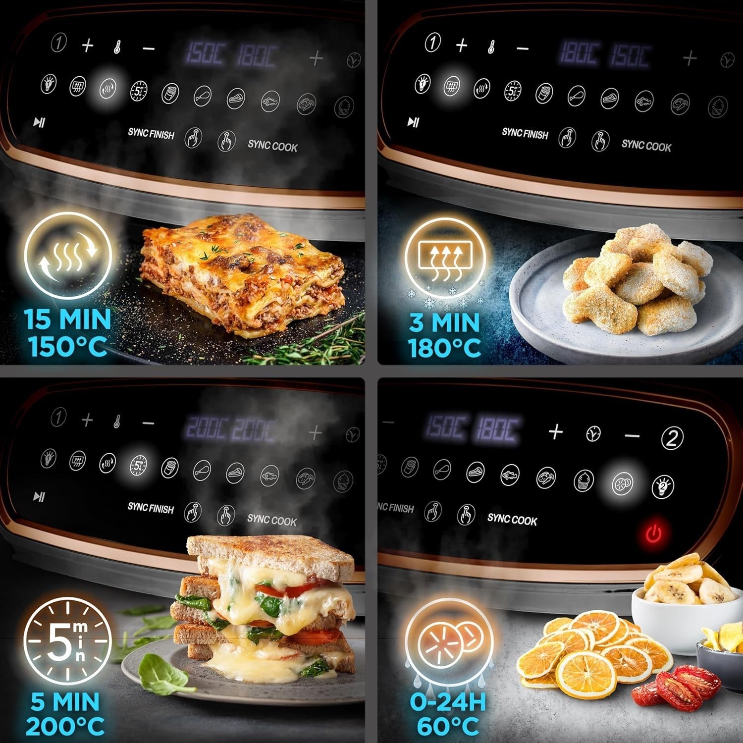 Dual Zone Digital Air Fryer 10L XL Twin Drawer | Viewing Windows 10-in-1 Presets