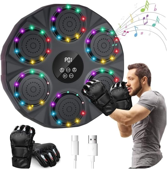 Music Boxing Machine Bluetooth LED Wall Mount Punch Trainer Fitness