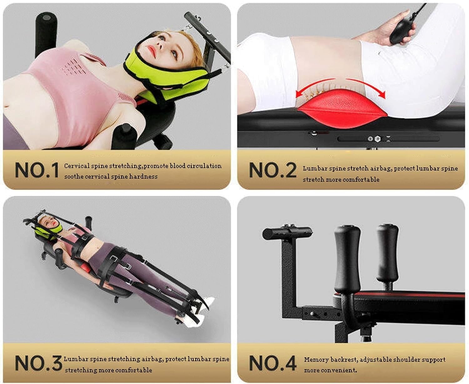 Adjustable Inversion Table & Back Stretcher Bench for Pain Relief, 330lb
