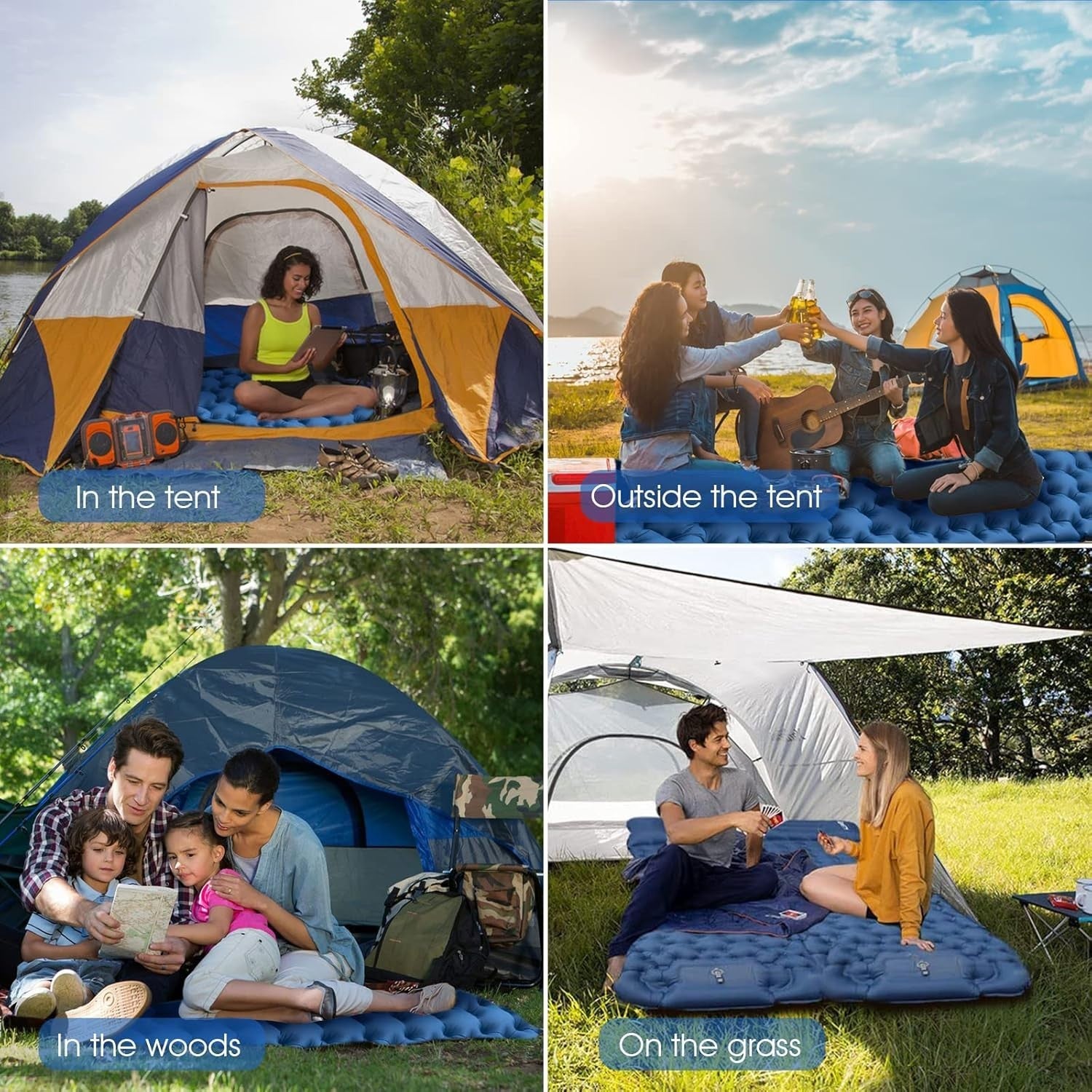 Ultralight Inflatable Camping Sleeping Pad with Built-In Pillow & Pump