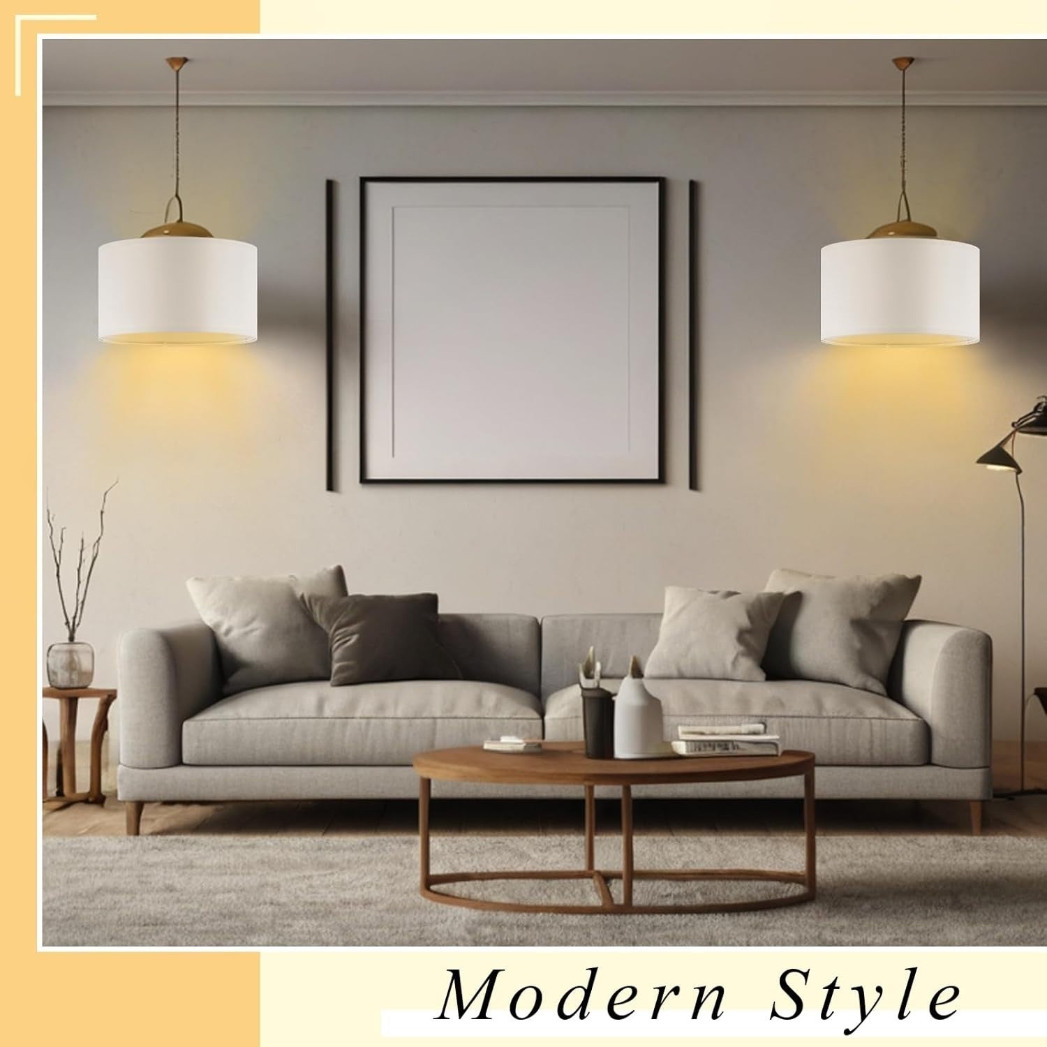 4× Beige Linen Lampshades w/ E27 to E14 Adapter Ring Rustic Drum Light