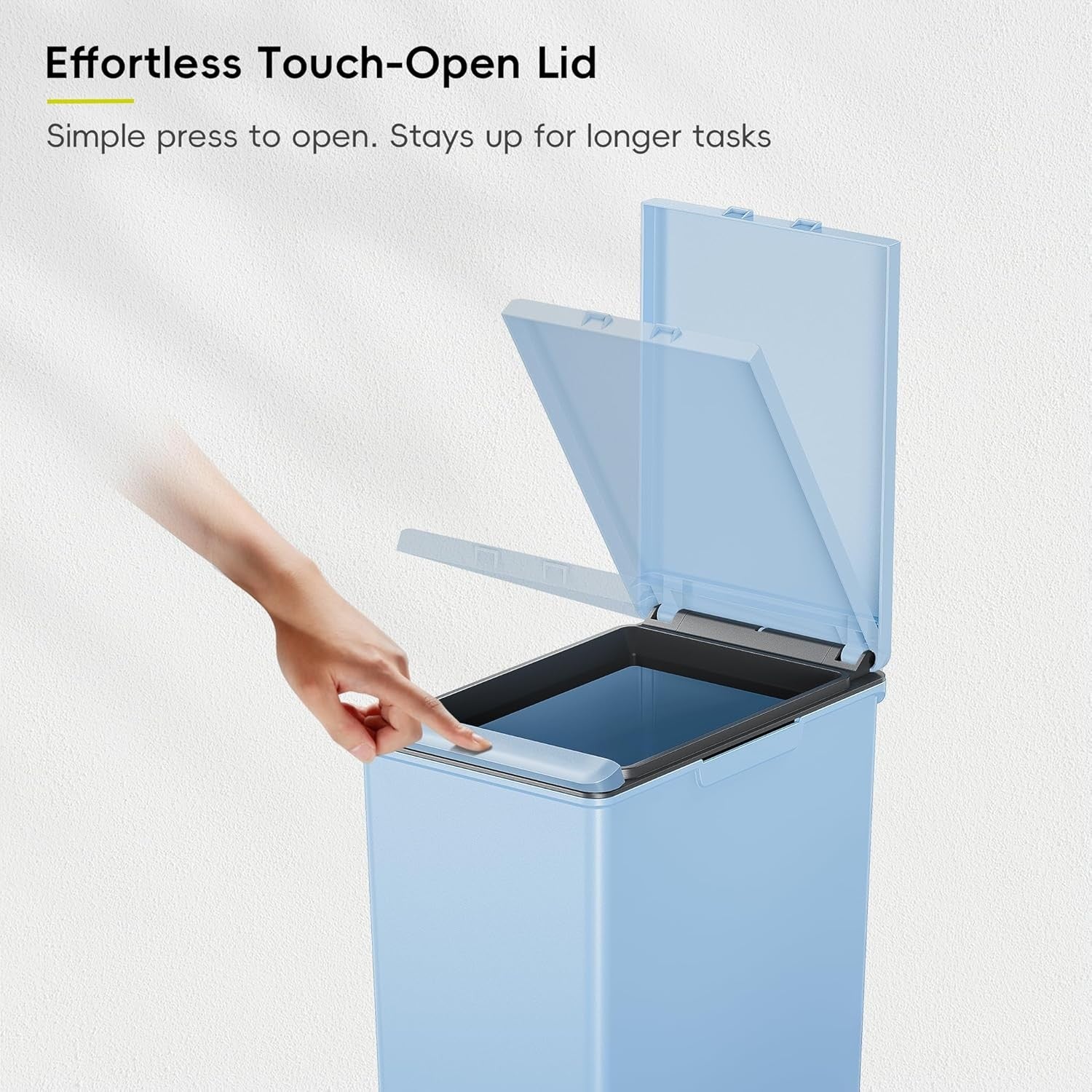 30L Slim Kitchen Recycling Bin Touch Top Lid Plastic Waste Rubbish Blue