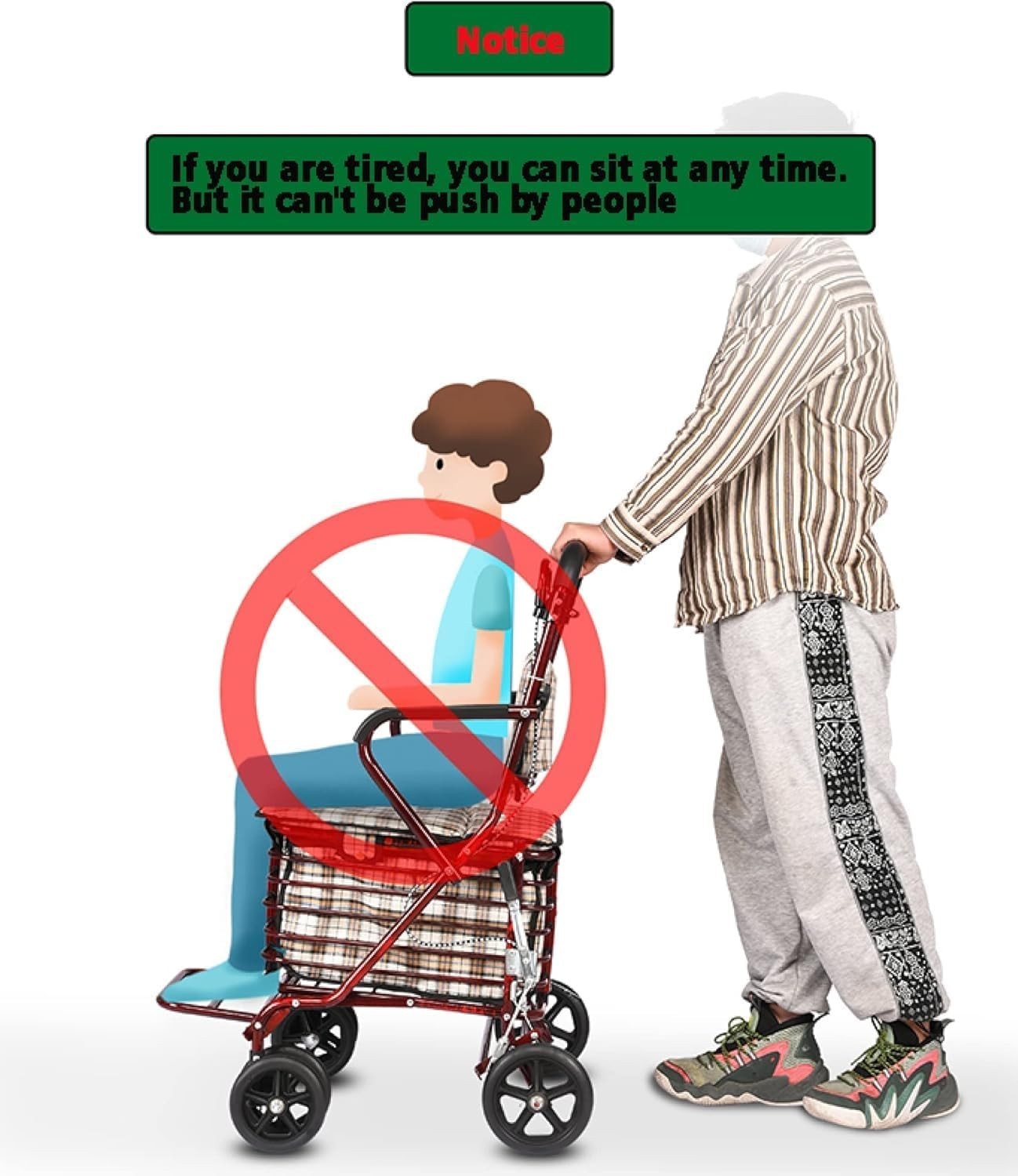 Foldable 4-Wheel Shopping Cart with Seat – Rollator Walker for Seniors